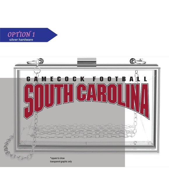 South Carolina Gamecocks Clear Acrylic Clutch - Picture 1 of 2